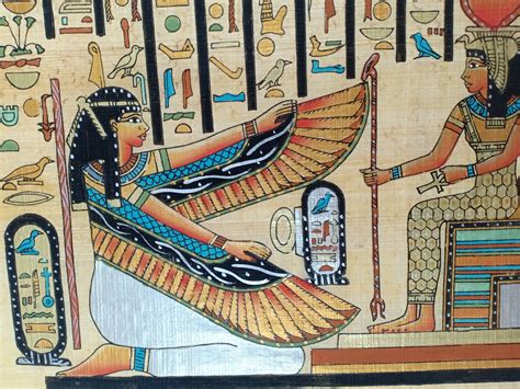 Déesses Isis And Maat Papyrus Original Déesses égyptiennes Etsy