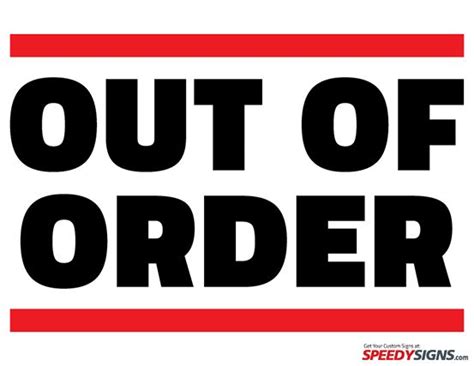Send me information about out of order sign red and white. Templates and Signs on Pinterest