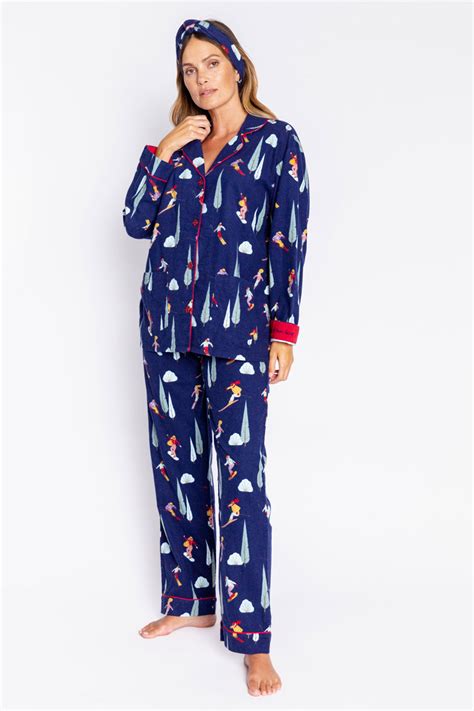Pj Salvage Up To Snow Good Classic Flannel Pajama Set In Navy