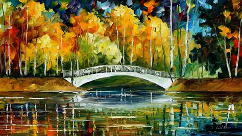 White Bridge Palette Knife Oil Painting On Canvas By Leonid Afremov