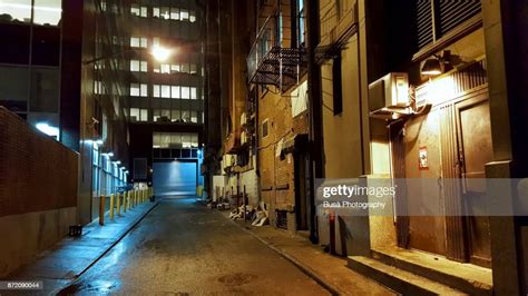 Dark Dead End Alley In Lower Manhattan At Night New York City High Res