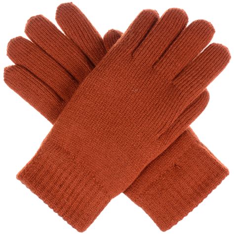 Womens Toasty Warm Plush Fleece Lined Knit Winter Gloves Rust Orange