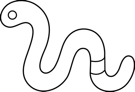 Cute Worm Line Art Free Clip Art