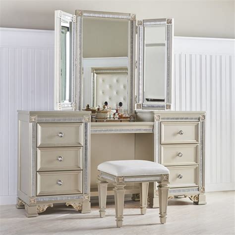 Makeup vanity table set mirror with led lights dressing table and stool set with drawers removable top organizer multi functional writing desk padded stool large bedroom vanities tables with benches. Makeup Vanity Tables: Functional but Fashionable Furniture