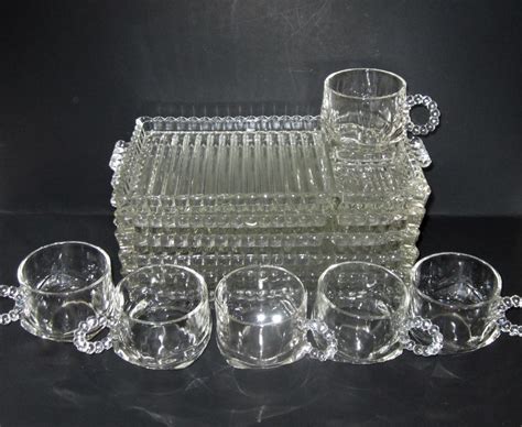 Vintage Pressed Glass Snack Plates And Cups By HAZEL ATLAS 6 Etsy