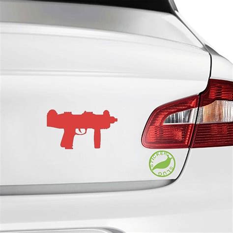 Uzi Decal Sticker Red 8 Inch Red Home And Kitchen