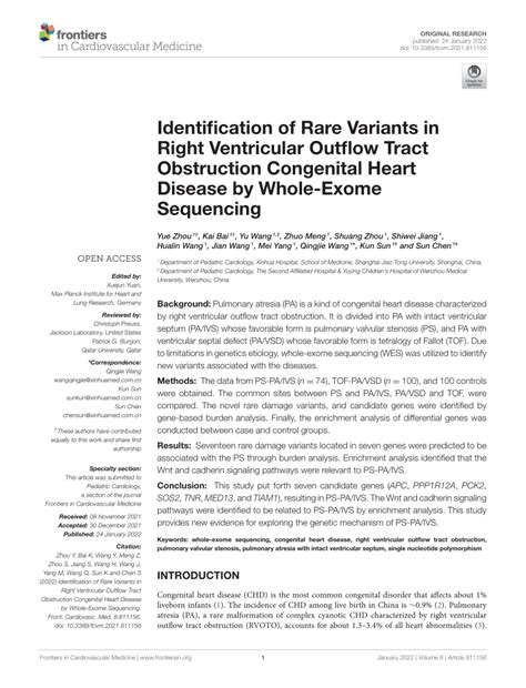 Pdf Identification Of Rare Variants In Right Ventricular Outflow