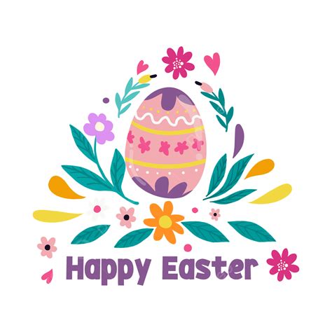 Happy Easter Egg Vector Art Png Happy Easter On Egg With Florals