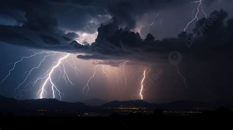 Lightning Storm Over A City Background Show Me A Picture Of Lightning