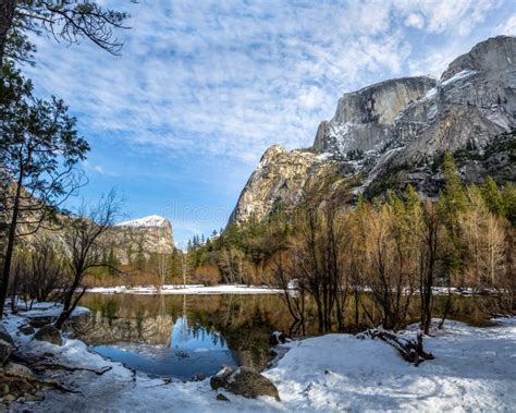 Mirror Lake At Winter Yosemite National Park California Usa Stock