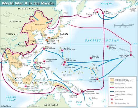 World War Ii Annotated Map Pacific Theatre