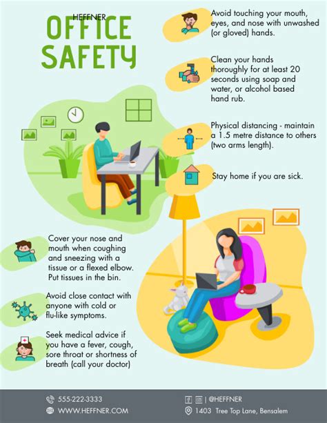 Illustrated Office Safety Guidelines Handout Template Postermywall
