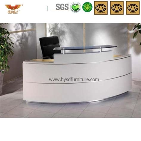 Popular Curved Office Reception Desk Wooden Corner Desk Hy Q30