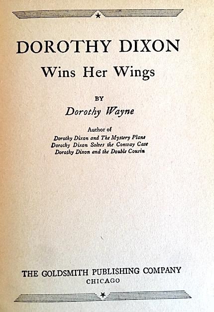 Dorothy Dixon Wins Her Wings Dorothy Dixon Air Mystery Series No 1 By