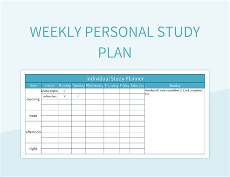 Weekly Study Planner Template Excel Infoupdate Org