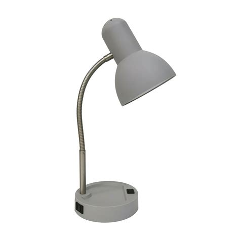 Mainstays Led Gooseneck Desk Lamp With Catch All Base And Ac Outlet Gray