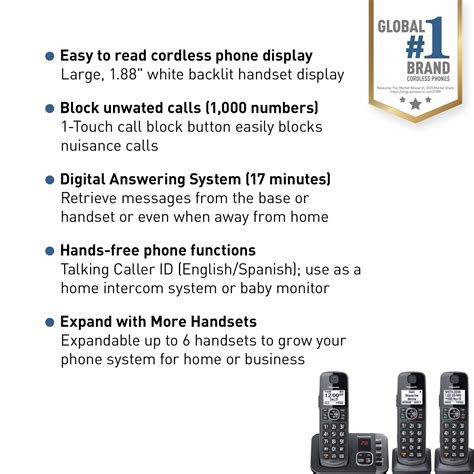 Panasonic Dect 60 Expandable Cordless Phone System Answering Machine