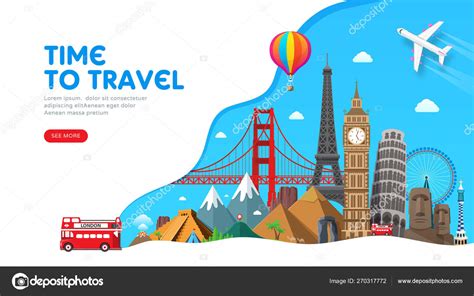 Travel Banner Design With Famous Landmarks For Popular Travel Blog