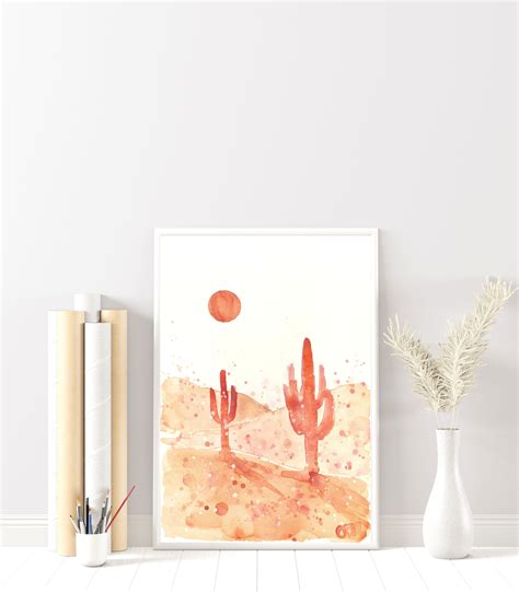 Abstract Southwest Desert Watercolor Painting Saguaro National Etsy