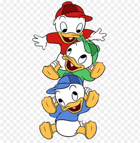 Ducktales Huey Dewey And Louie On Each Others Shoulders Clipart Png