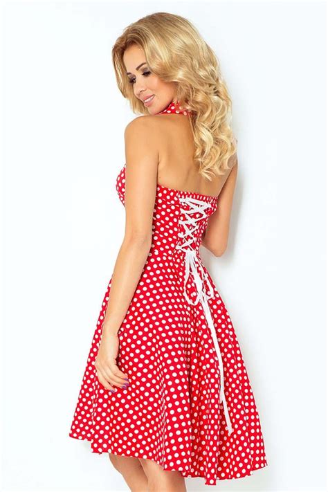 Redandwhite Polka Dot Pin Up Girl Style Dress