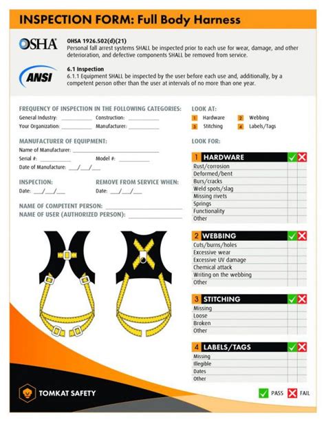Template can be used for annual harness inspections, as well as regular inspections to ensure equipment is safe for use. Safety Harness Inspection Requirements | HSE Images & Videos Gallery | k3lh.com