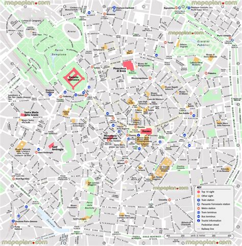 Milan Top Tourist Attractions Map Central Italy City Center Historic