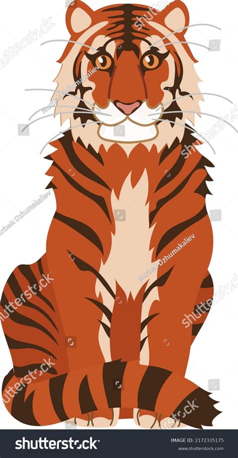 Wild Scary Tiger Sitting Position Stock Vector Royalty Free