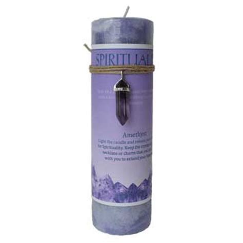 Spirituality Pillar Candle With Amethyst Pendant My World Of