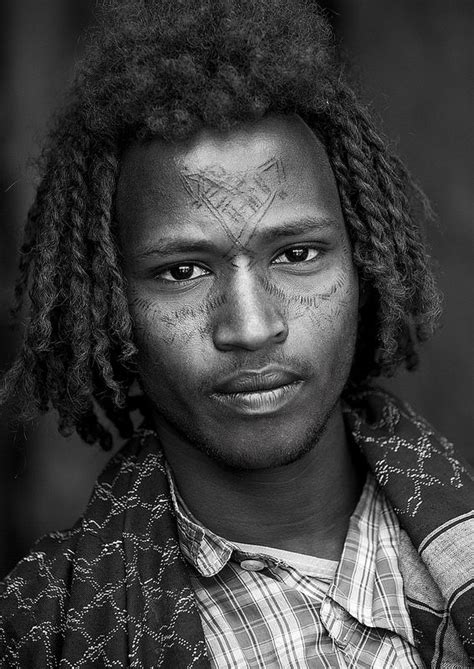 Afar Tribe Man With Curly Hair And Facial Tattoos Assayta Ethiopia