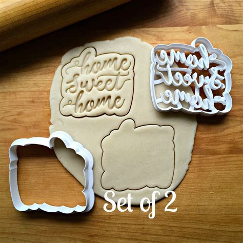Set Of 2 Home Sweet Home Script Cookie Etsy Cookie Business Sugar