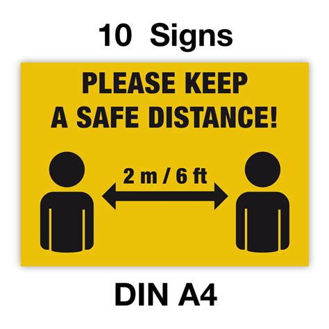10 Keep Safe Distance Signs A4 Size High Quality Laminated Print