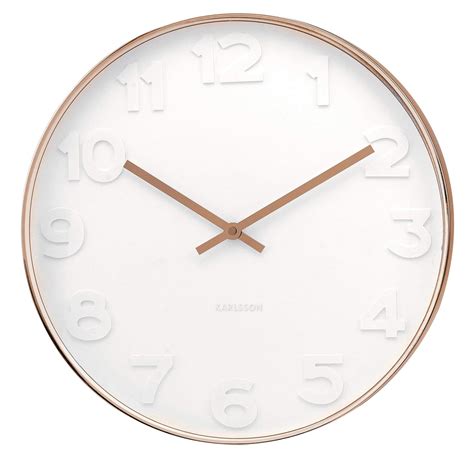 Karlsson Wall Clock Mr White Numbers Copper Case Uk