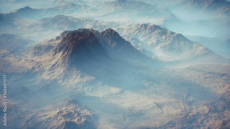 Distant Mountain Range And Thin Layer Of Fog On The Valleys Stock ビデオ