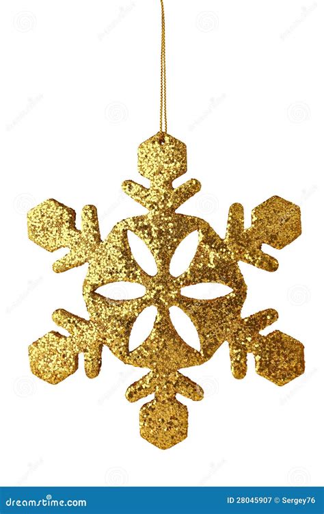 Golden Xmas Snowflake Isolated Stock Image Image Of Pendant