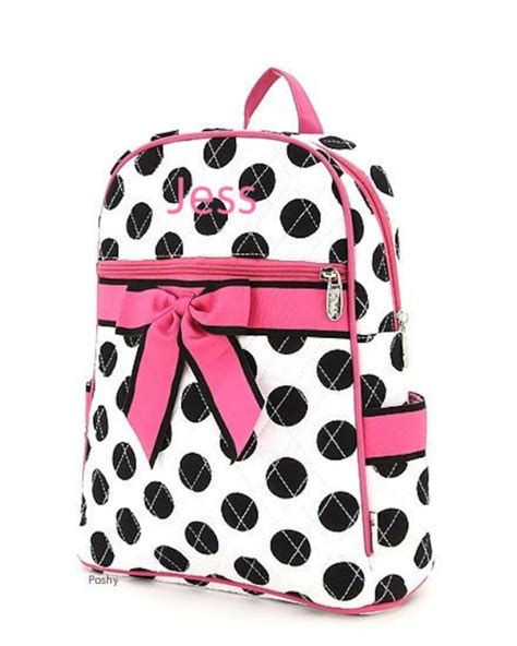 Personalized Kids Backpacks In Pink And Black Polka Dot