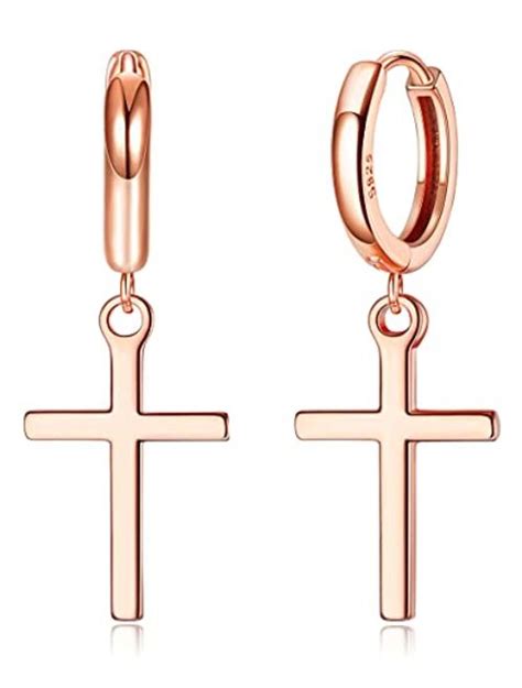 Buy Milacolato Sterling Silver Cross Hoop Earrings Minimalist Cross