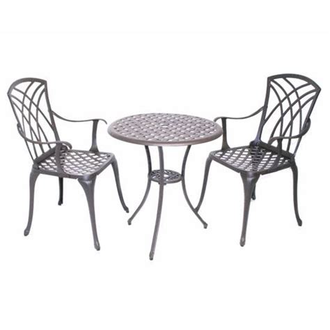 Charles Bentley Cast Aluminium Bistro Table And 2 Armchairs Set