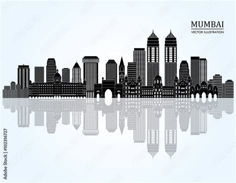 Mumbai Skyline Detailed Silhouette Vector Illustration Stock Vector