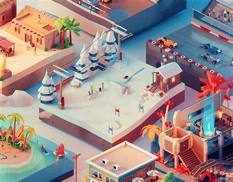 Low Poly Worlds Behance