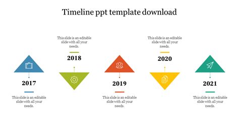Simple Timeline Ppt Template Download With Five Node