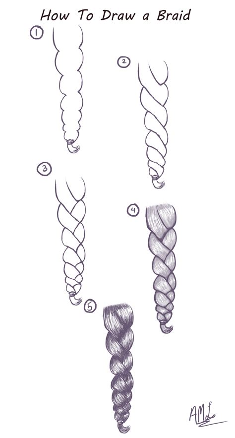 How To Draw A Braid Here Is A Quick And Easy Tutorial On How To Draw A Braid Pencil Art