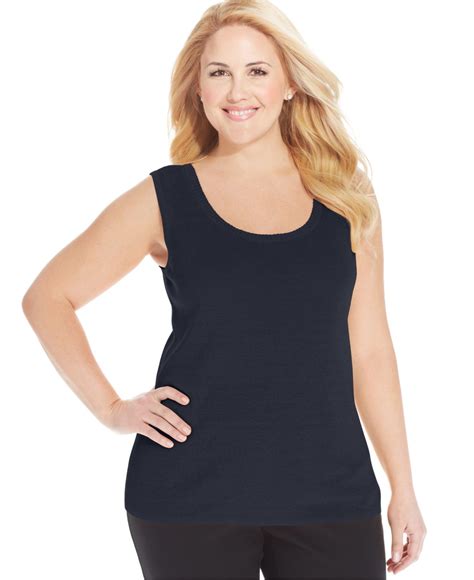 Jones New York Collection Plus Size Sleeveless Shell In Blue Lyst