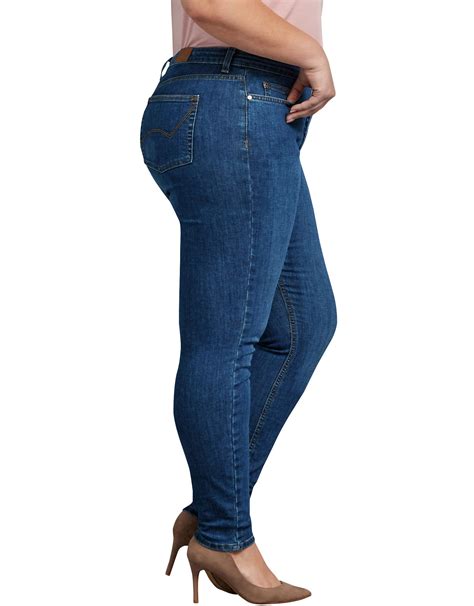 Womens Plus Perfect Shape Skinny Leg Stretch Denim Jeans Stonewashed