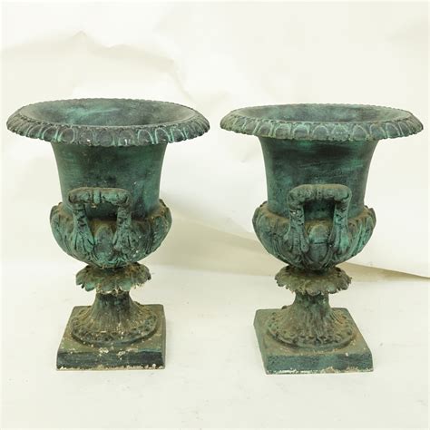 Pair Pottery Garden Urns Kodner Auctions