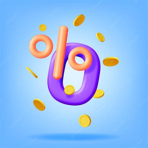 Premium Vector 3d Realistic Zero Percent Sign Icon With Coins