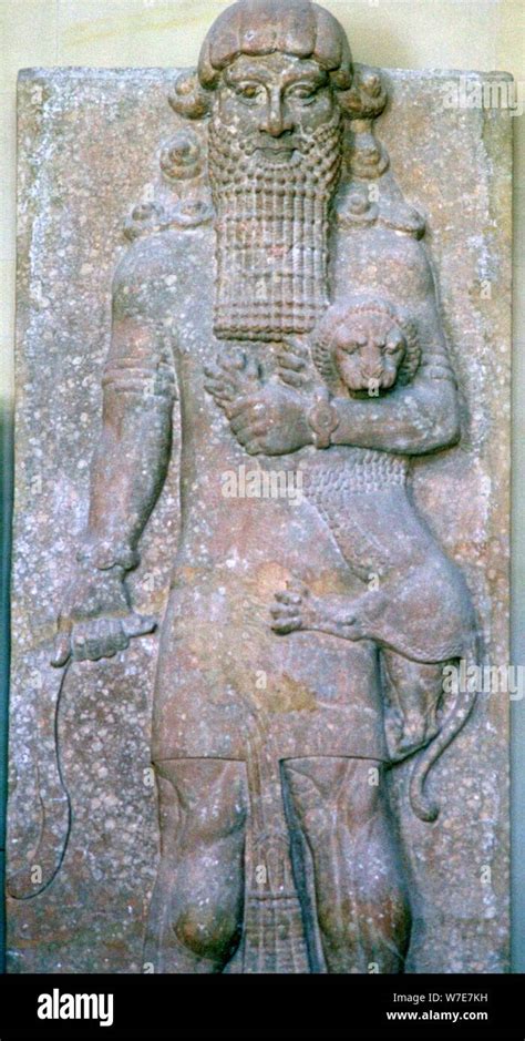 Assyrian Relief Of Gilgamesh And A Lion Artist Unknown Stock Photo
