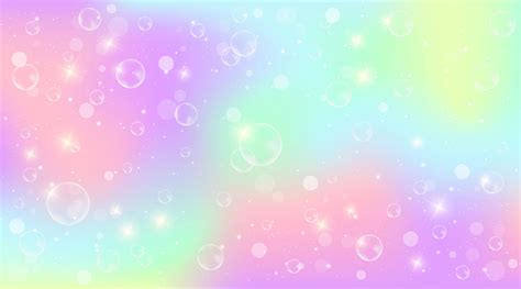 Pastel Rainbow Background With Soap Bubbles Fantasy Neon Unicorn