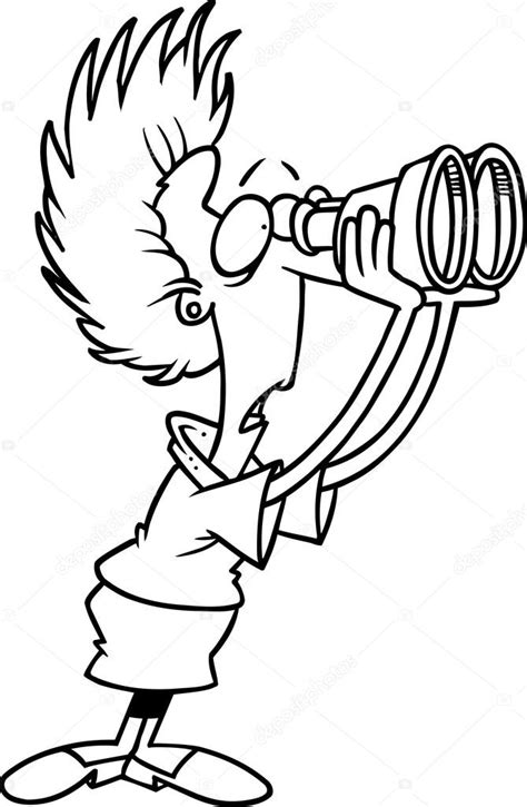 Looking Through Binoculars Cartoon