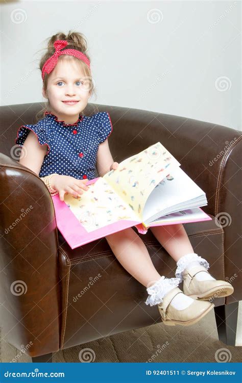 Little Girl Reading A Book Stock Image Image Of Happy Cute 92401511
